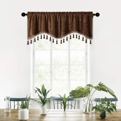 Miniatura 39 de Cortinas de doble cara de felpilla para cortina de cocina, cenefa para sala de estar