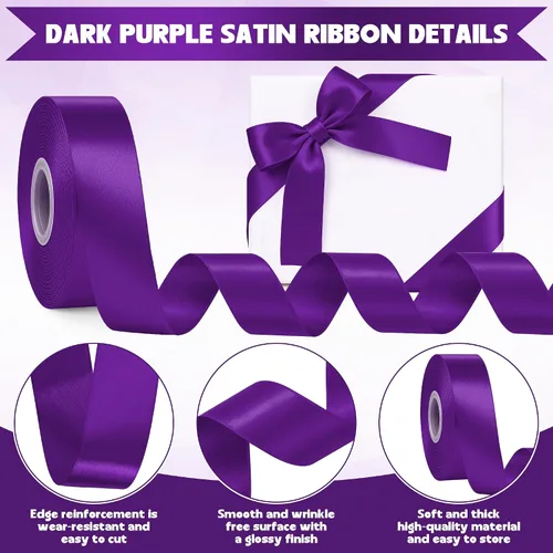 Miniatura 3 de Fullive Cinta de 1 pulgada para envolver regalos, cinta de Halloween de color morado oscuro de 30 yardas Sleek Glossy, Wear Resistant, Easy Cut