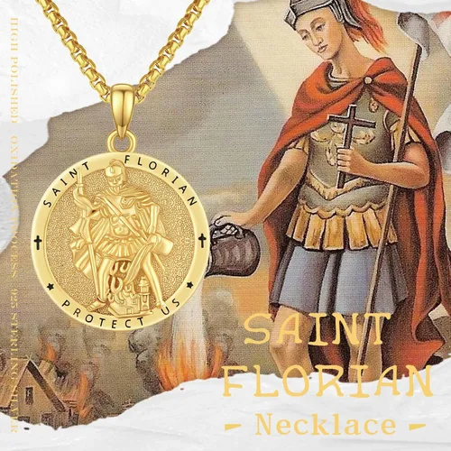 Miniatura 482 de Collar con colgante de plata de ley 925 con medalla de San Patrón, joyería religiosa para hombres y mujeres, con cadena de acero inoxidable 316L