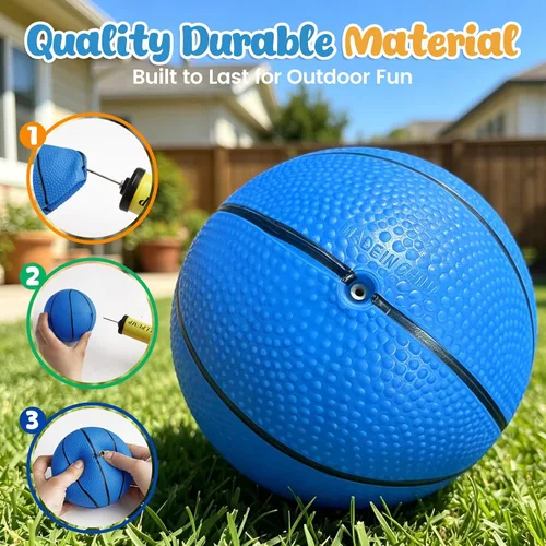 Miniatura 3 de Shindel Mini baloncesto, 6 pelotas de baloncesto de 4.7 pulgadas con bomba para regalos de cumpleaños para niños pequeños, pelotas de patio