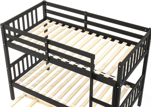 Miniatura 12 de Merax Literas individuales sobre individuales con nido, marco de cama nido de madera maciza con barandilla de seguridad y escalera, dormitorio