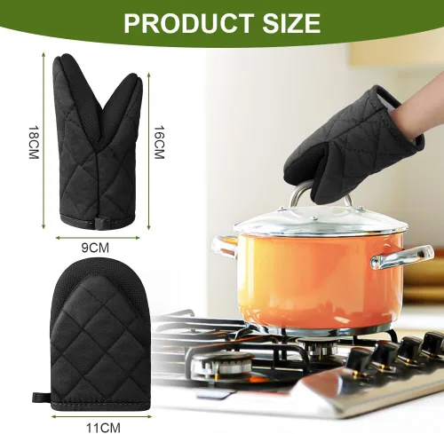 Miniatura 2 de AUAUY Mini manoplas para horno, 2 manoplas de horno pequeñas de 428.0 °F/428°F resistentes al calor con superficie antideslizante y guantes de lazo