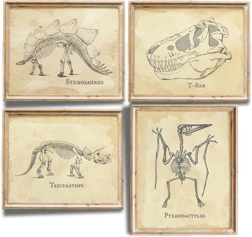 Miniatura 27 de DREAM BIG PRINTABLES Impresiones artísticas de acuarela de dinosaurios (juego de 4) – sin marco – 8 x 10 s El juego incluye tiranosaurio Rex