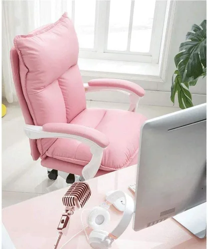 Miniatura 2 de Silla de oficina ergonómica de cuero ejecutiva grande y alta con base de respaldo alto, reposabrazos reposapiés oculto y sillas giratorias para Beige
