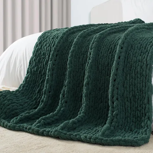 Miniatura 12 de Carriediosa Manta de Punto Grueso 50" x 60", 100% Hecha a Mano, Grande con Hilo de Felpilla en Bucle, Mantas Suaves y Esponjosas para Sofá, Cama