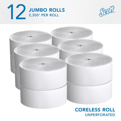 Miniatura 2 de Scott Professional Papel higiénico Jumbo Roll sin núcleo de alta capacidad, a granel (07005), seguro para sépticos, blanco