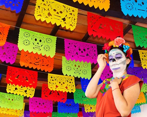 Miniatura 5 de Dia de Los Muertos Papel Picado, Día de los Muertos, Paquete de 5 Papel de seda