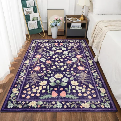 Miniatura 22 de Przemy Alfombra de Pasillo para Dormitorio, 2x6 pies Alfombra Lavable Antideslizante, Pequeña Alfombra Floral para Entrada, Pasillo, Cama de Niñas