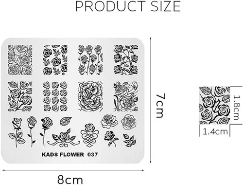 Miniatura 5 de KADS Plato de estampado de uñas Plantilla de flores Placas de diseño de imagen para decoración de uñas y arte de uñas DIY (FL037)