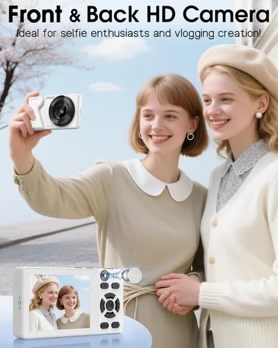 Miniatura 2 de Cámara Digital con Lente Frontal y Trasera, Cámara de Enfoque Automático de 64MP 4K para Fotografía con Tarjeta de 32GB, Cámara Compacta Portátil