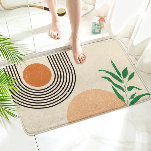 Alfombra Tapete de Baño Abstracta Boho de Mediados de Siglo - Alfombra de Baño de Goma Antideslizante Absorbente Suave para Bañera Ducha Lavabos