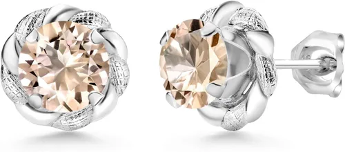 Miniatura 42 de Gem Stone King Aretes de plata de ley 925 de 0.236 in con piedra natal redonda para mujer