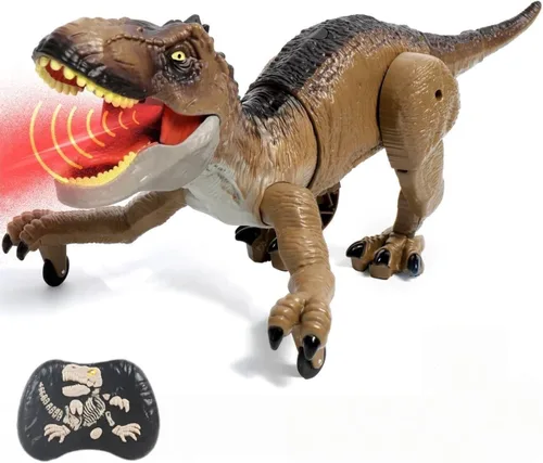 Miniatura 8 de Sunrad Juguetes de dinosaurio a control remoto para niños de 3-5, 4, 7, 8 a 12 años, robot electrónico a control remoto con aerosol, luz y rugido
