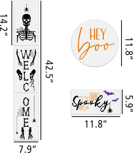 Miniatura 2 de Plantillas de Halloween para pintar en madera, plantilla grande de Halloween, esqueleto, Boo, Hocus Pocus, plantillas para letrero de porche