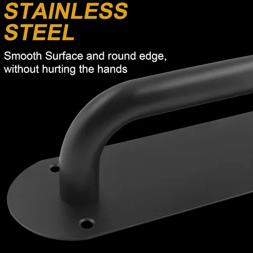 Miniatura 3 de Biaungdo Paquete de 2 tiradores de puerta de acero inoxidable, resistentes para puerta corrediza de granero, gabinete de cocina, negro mate