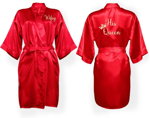 Miniatura 11 de Bata personalizada para mujer, tallas S-5XL, añade símbolos, texto y monogramas – Batas para bodas, viajes de niñas, cumpleaños y más