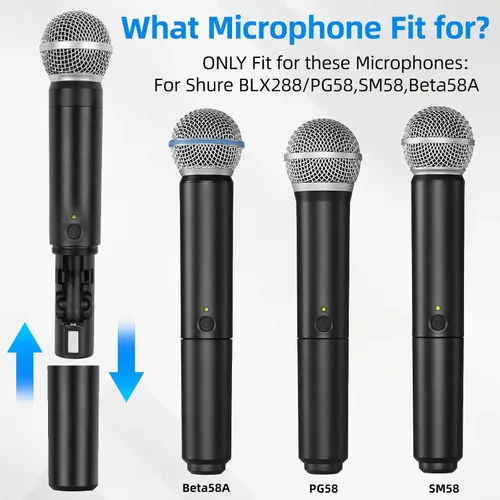 Miniatura 2 de Cubierta de batería de repuesto para Shure BLX288/PG58, SM58, Beta58A, ajuste de precisión, fácil de instalar para fijar la cubierta del transmisor