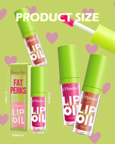 Miniatura 8 de Aceite labial LYSdefeu - 1 unidad con cabezal de cepillo grande, aceite de brillo de labios rosa hidratante, brillo labial transparente brillante
