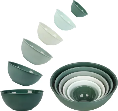 Miniatura 6 de BoxedHome Tazón redondo de plástico sin BPA con tapas, paquete de 12 tazones anidables con tapas, aptos para microondas y lavavajillas, cuencos