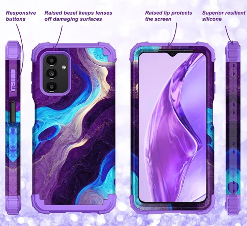 Miniatura 5 de Hocase Funda para Galaxy A13 5G, resistente a prueba de golpes, protección con parachoques de goma de silicona suave + plástico duro, funda
