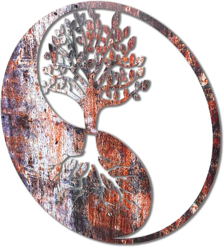 Miniatura 3 de Venovez Yin Yang - Decoración de pared (madera-metal) árbol de la vida, decoración de Yin Yang, decoración de pared de metal, decoración