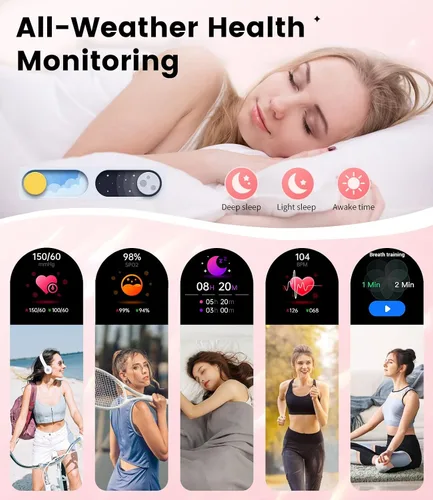 Miniatura 6 de LIGE Relojes inteligentes para mujer (respuestahacer llamadas) con diamantes, reloj inteligente AMOLED de 1.19 pulgadas con monitor de frecuencia