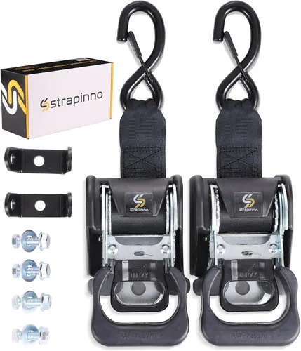 Miniatura 11 de Strapinno 2 correas de trinquete retráctiles de acero inoxidable (1 7/8 pulgadas x 4 pies) para remolque de barco, soportes de montaje adicionales