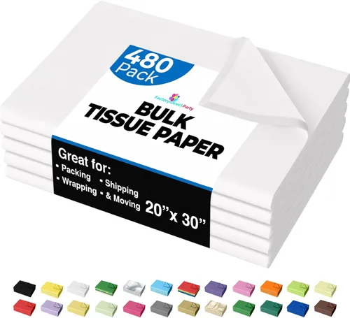 Miniatura 9 de Party Solids Papel de Seda Negro para Bolsas de Regalo - Papel de Seda a Granel Negro de 20" X 30", 480 Hojas - Papel Prensa de 10 lb para Embalaje