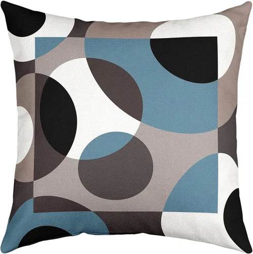 Erosebridal Funda de almohada circular con diseño geométrico azul de 16 x 16 pulgadas, diseño de líneas de remolinos abstractos, rayas, funda de
