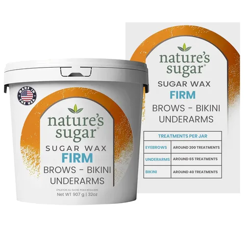 Nature’s Sugar Pasta de Cera de Azúcar Firme para Depilación de Pelo Grueso - Cejas, Axilas y Bikini – Suave Sin Tiras para Cuerpo, Cara y Todo Tipo