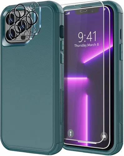 Miniatura 12 de Diverbox Funda diseñada para iPhone 13 Pro con protector de pantalla para lente de cámara, resistente a los golpes, resistente a los golpes