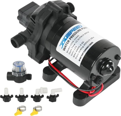 Miniatura 11 de DICMIC 5.0 GPM 115V AC 55 PSI Revolution Bomba de agua con interruptor de presión compatible con cámper, RV, ducha, rociador