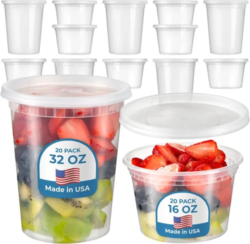 Miniatura 12 de Fit Meal Prep Paquete de 40 recipientes de 8 onzas con tapas, recipientes de cuarto de galón a prueba de fugas con tapas, contenedor de plástico