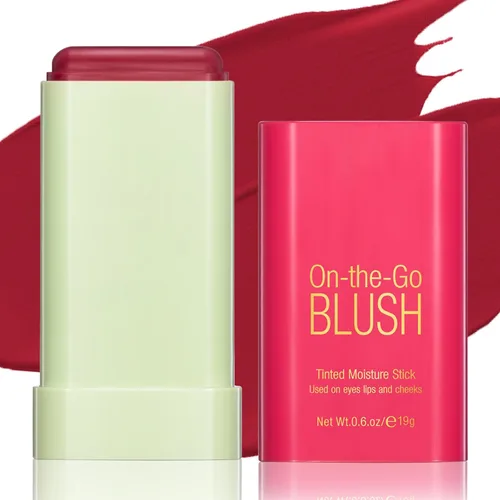 Miniatura 14 de Barra de rubor para mejillas – Varita de rubor de maquillaje en crema, barra hidratante sólida para tinte de mejillas, natural, mezclable