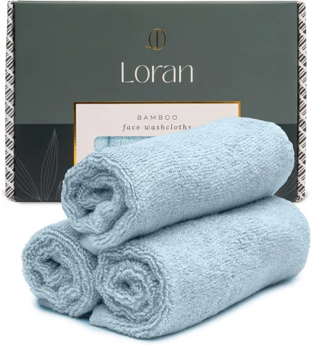 Loran - Juego de paños de toalla (azul cielo, 6 unidades, paños faciales suaves de 10.0 x 10.0 in, 100% viscosa derivada de bambú, sensación tipo