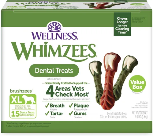 Miniatura 13 de Wellness WHIMZEES Value Pack - Premio dental natural para perros, masticar, refresca el aliento, tamaño mediano, caja de 46.6 onzas, 44