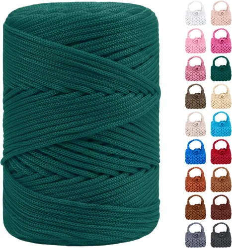 Miniatura 10 de Cordón de macramé de poliéster de 0.118 in x 185 yardas, cordón trenzado de macramé, bolsa de ganchillo, hilo de poliéster para ganchillo, bolsa