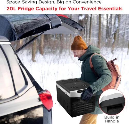 Miniatura 3 de Frigidaire Refrigerador portátil 2-en-1 de 12/24V DC y 110-240V AC con compresor – Compacto para viajes, automóvil, camping, viajes por carretera