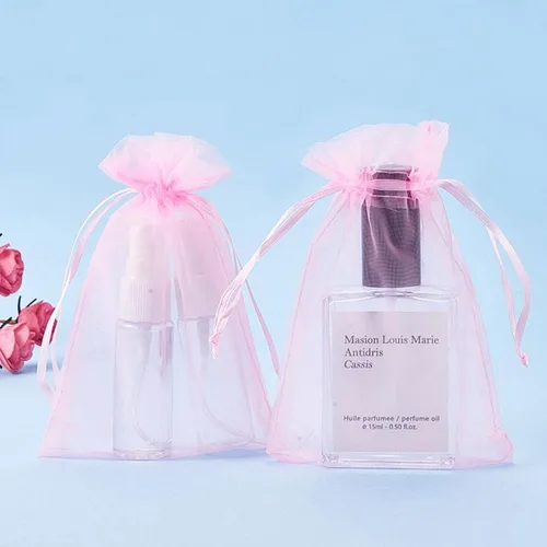 Miniatura 6 de Juego de 50 bolsas de regalo de organza con cordón de 4 x 6 pulgadas rosa para baby shower, cumpleaños de niña, recuerdos de fiesta, boda, despedida