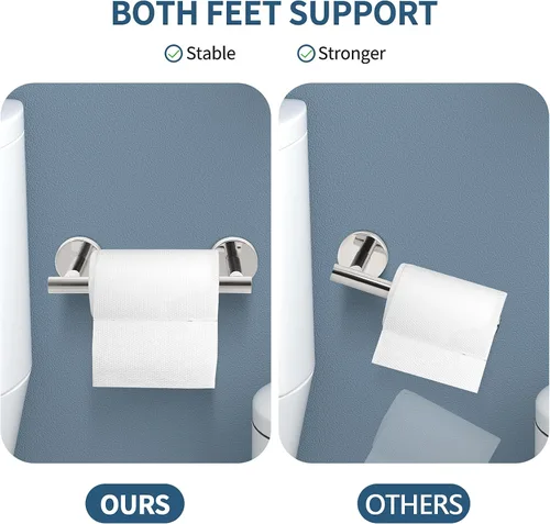 Miniatura 3 de Newfun Soporte de papel higiénico cromado pulido, SUS 304 de acero inoxidable ajustable, doble poste pivotante, soporte de pared para baño Cromo