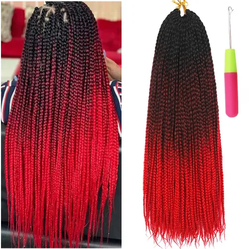 Miniatura 50 de Extensiones de cabello trenzado tipo box de 24 pulgadas, hechas a mano, para mujeres y niñas, extensiones de cabello trenzado, 24#, 3 paquetes, 22