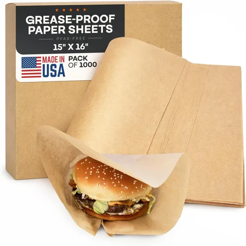 Miniatura 14 de IDL Packaging Hojas de papel a prueba de grasa de 12 x 12 pulgadas sin PFAS, paquete de 1000, papel kraft natural, forros para bandejas de alimentos