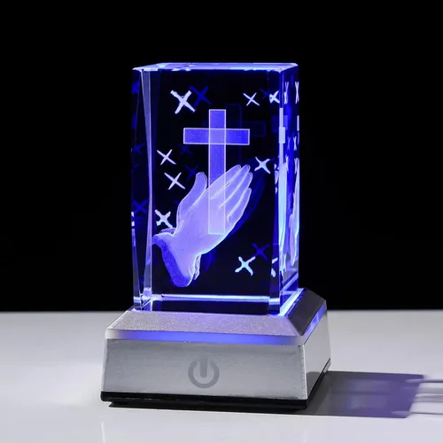 Miniatura 7 de LONGWIN Figuras de medusas de cristal 3D, luz nocturna multicolor, regalos grabados con láser de vidrio para niños y niñas en cumpleaños, Navidad