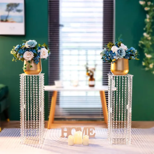 Miniatura 4 de Nuptio Centros de mesa de boda para mesas jarrones, 2 piezas de 23.6 pulgadas de alto, jarrón de flores para decoración de mesas de fiesta, elegante
