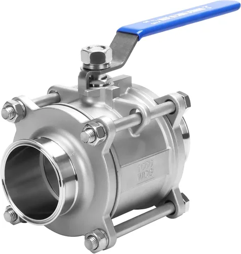 Miniatura 9 de DERNORD Válvula de bola sanitaria de 1 pulgada para trébol de tres abrazaderas de 1.5 pulgadas, acero inoxidable 304, revestimiento de PTFE