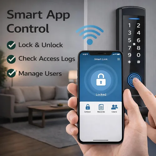 Miniatura 9 de Zonixtec - Cerradura inteligente para puerta corrediza, huella dactilar y teclado digital, entrada sin llave, aplicación Tuya, tarjeta IC y llaves