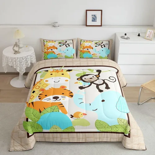 Miniatura 8 de Juego de ropa de cama de animales lindos para niños y niñas, guardería, caricaturas, mapache, búho, zorro, juego de edredón para todas
