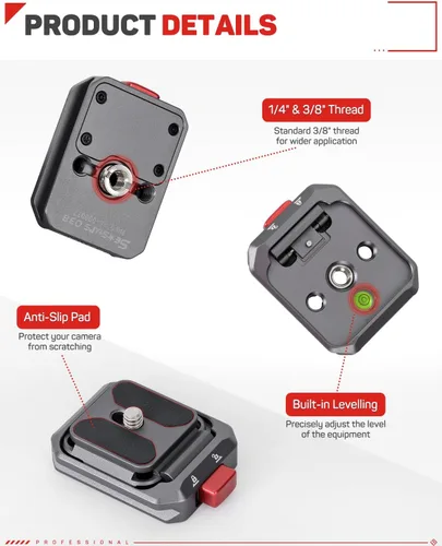 Miniatura 6 de IFOOTAGE Adaptador de cámara de acción de liberación rápida, adaptador de montaje de trípode de aluminio, placa de liberación rápida compatible