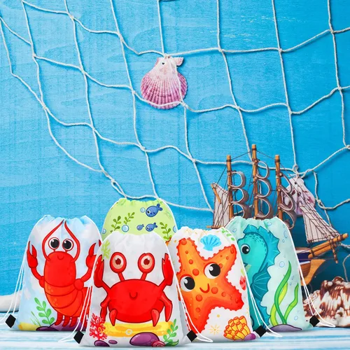 Miniatura 4 de Funtery 32 piezas Bolsas de caramelo para regalos de fiesta de animales marinos del océano Bolsas de golosinas de animales marinos Bolsas de regalo
