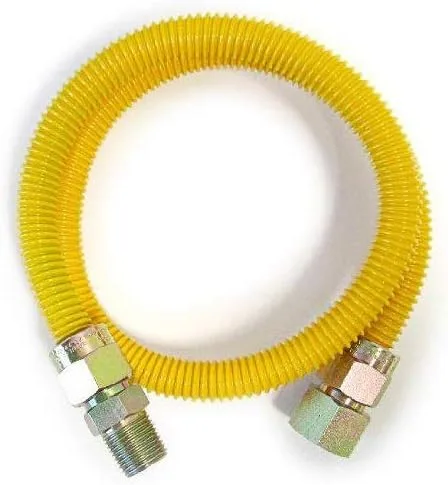 EZ-Fluid 18 pulgadas SS corrugado amarillo epoxi recubierto 3/4 pulgadas MIP x 3/4 pulgadas FIP línea flexible de gas, manguera de suministro de